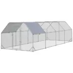 PawHut Large Chicken Coop Metal Chicken Run with Waterproof and UV-Resistant Cover, Flat Shaped Walk in Fence Cage Hen House - Image 11