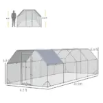 PawHut Large Chicken Coop Metal Chicken Run with Waterproof and UV-Resistant Cover, Flat Shaped Walk in Fence Cage Hen House - Image 3