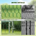 PawHut Large Chicken Coop with Waterproof and Anti-UV Cover, Spire Shaped for Outdoor and Yard Farm Use, 33 ft x 10 ft x 6.4 ft - Image 6