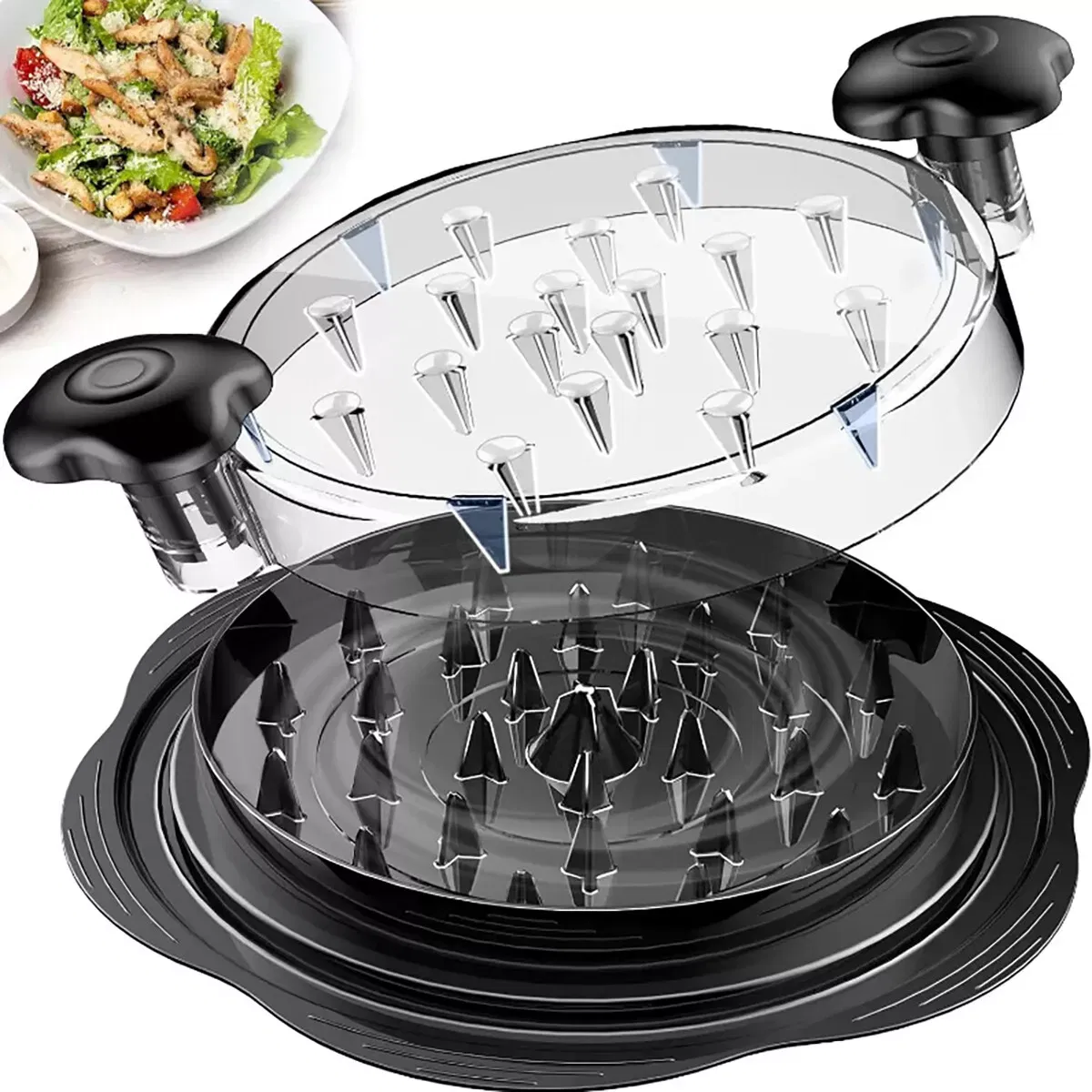 Large Manual Chicken Shredder Tool with Twist Handle and Non Slip Base BPA Free