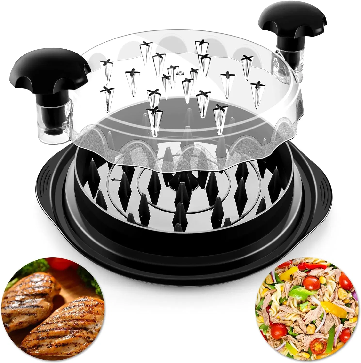 Large Manual Chicken Shredder Tool with Twist Handle and Non Slip Base BPA Free