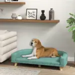 PawHut Large Dog Sofa Bed with Washable Cushion, Green, Comfortable Pet Couch for Dogs and Cats - Image 2