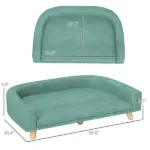 PawHut Large Dog Sofa Bed with Washable Cushion, Green, Comfortable Pet Couch for Dogs and Cats - Image 3