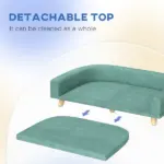 PawHut Large Dog Sofa Bed with Washable Cushion, Green, Comfortable Pet Couch for Dogs and Cats - Image 5