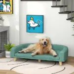 PawHut Large Dog Sofa Bed with Washable Cushion, Green, Comfortable Pet Couch for Dogs and Cats - Image 10
