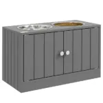 PawHut Large Elevated Dog Bowls with 44L Storage Cabinet, Raised Pet Food Bowl Stand and Feeding Station, Gray - Image 11