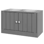 PawHut Large Elevated Dog Bowls with 44L Storage Cabinet, Raised Pet Food Bowl Stand and Feeding Station, Gray