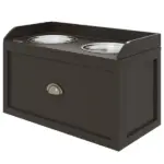 Large Elevated Dog Bowls with Storage Drawer Containing 21L Capacity Raised Dog Feeding Station with 2 Stainless Steel Bowls Brown - Image 11