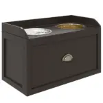 Large Elevated Dog Bowls with Storage Drawer Containing 21L Capacity Raised Dog Feeding Station with 2 Stainless Steel Bowls Brown