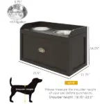 Large Elevated Dog Bowls with Storage Drawer Containing 21L Capacity Raised Dog Feeding Station with 2 Stainless Steel Bowls Brown - Image 3