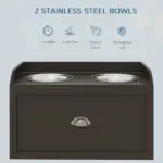 Large Elevated Dog Bowls with Storage Drawer Containing 21L Capacity Raised Dog Feeding Station with 2 Stainless Steel Bowls Brown - Image 6