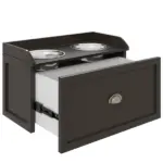 Large Elevated Dog Bowls with Storage Drawer Containing 21L Capacity Raised Dog Feeding Station with 2 Stainless Steel Bowls Brown - Image 7