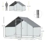Large Metal Chicken Coop Walk-in Poultry Cage with Cover Lockable Door Outdoor Galvanized Silver - Image 3