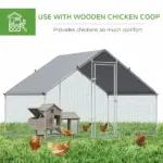 Large Metal Chicken Coop Walk-in Poultry Cage with Cover Lockable Door Outdoor Galvanized Silver - Image 5