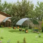 PawHut Large Metal Chicken Coop with Waterproof and Anti-UV Cover for Yard, Outdoor, Duck, Rabbit, 9.2 ft x 31.2 ft x 6.5 ft - Image 2