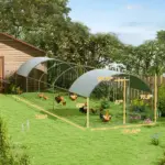 PawHut Large Metal Chicken Coop with Waterproof and Anti-UV Cover for Yard, Outdoor, Duck, Rabbit, 9.2 ft x 31.2 ft x 6.5 ft - Image 3