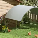 PawHut Large Metal Chicken Coop with Waterproof and Anti-UV Cover for Yard, Outdoor, Duck, Rabbit, 9.2 ft x 31.2 ft x 6.5 ft - Image 9