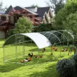PawHut Large Metal Chicken Coop with Waterproof and Anti-UV Cover for Yard, Outdoor, Duck, Rabbit, 9.2 ft x 31.2 ft x 6.5 ft - Image 10