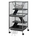 PawHut Large Metal Small Animal Cage with Hammock 4 Tiers and Removable Tray Gray Extra Space for Ferrets Chinchillas - Image 12