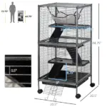PawHut Large Metal Small Animal Cage with Hammock 4 Tiers and Removable Tray Gray Extra Space for Ferrets Chinchillas - Image 3
