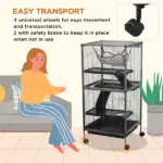 PawHut Large Metal Small Animal Cage with Hammock 4 Tiers and Removable Tray Gray Extra Space for Ferrets Chinchillas - Image 5
