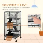 PawHut Large Metal Small Animal Cage with Hammock 4 Tiers and Removable Tray Gray Extra Space for Ferrets Chinchillas - Image 7