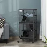 PawHut Large Metal Small Animal Cage with Hammock 4 Tiers and Removable Tray Gray Extra Space for Ferrets Chinchillas - Image 8