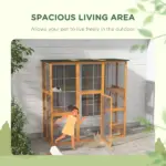 Large Outdoor Cat House, Wooden Feral Cat Shelter Enclosure, 71" L, with Interior Ledges and Asphalt Roof, Orange - Image 7