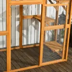Large Outdoor Cat House, Wooden Feral Cat Shelter Enclosure, 71" L, with Interior Ledges and Asphalt Roof, Orange - Image 8