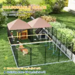 PawHut Large Outdoor Dog Kennel with 2 Rooms, Rotating and Adjustable Height Bowls, 13.5' x 9.4' x 5.1' - Image 4