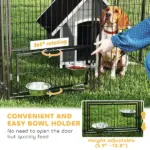 PawHut Large Outdoor Dog Kennel with 2 Rooms, Rotating and Adjustable Height Bowls, 13.5' x 9.4' x 5.1' - Image 6