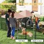 PawHut Large Outdoor Dog Kennel with 2 Rooms, Rotating and Adjustable Height Bowls, 13.5' x 9.4' x 5.1' - Image 7