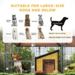 PawHut Large Outdoor Dog Kennel with 2 Rooms, Rotating and Adjustable Height Bowls, 13.5' x 9.4' x 5.1' - Image 9