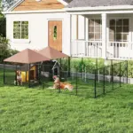 PawHut Large Outdoor Dog Kennel with 2 Rooms, Rotating and Adjustable Height Bowls, 13.5' x 9.4' x 5.1' - Image 10