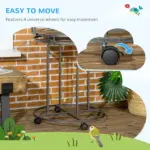 PawHut Large Parrot Stand Bird Perch with Toy Hook 3 Ladders Wooden Gray - Image 6