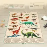 Qaba Large Play Mat 79 Inch x 59 Inch, Crawling Mat for Toddlers, Living Room and Bedroom with Dinosaur Pattern, Khaki - Image 3