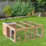 Large Rabbit Cage, Outdoor with Openable Main House, Waterproof Rabbit House, for Small Animals with Ventilation Doors, Natural - Image 2