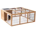 Large Rabbit Cage, Outdoor with Openable Main House, Waterproof Rabbit House, for Small Animals with Ventilation Doors, Natural - Image 11