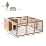 Large Rabbit Cage, Outdoor with Openable Main House, Waterproof Rabbit House, for Small Animals with Ventilation Doors, Natural - Image 3