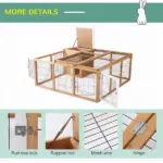 Large Rabbit Cage, Outdoor with Openable Main House, Waterproof Rabbit House, for Small Animals with Ventilation Doors, Natural - Image 6