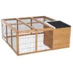 Large Rabbit Cage, Outdoor with Openable Main House, Waterproof Rabbit House, for Small Animals with Ventilation Doors, Natural - Image 7