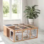 Large Rabbit Cage, Outdoor with Openable Main House, Waterproof Rabbit House, for Small Animals with Ventilation Doors, Natural - Image 10