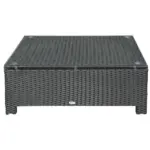 Large Rattan Coffee Table, Weather-Resistant Wicker Outdoor Side Table, Black - Image 11