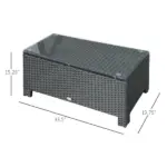 Large Rattan Coffee Table, Weather-Resistant Wicker Outdoor Side Table, Black - Image 3
