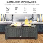 Large Rattan Coffee Table, Weather-Resistant Wicker Outdoor Side Table, Black - Image 4