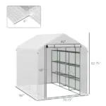 Outsunny Large Walk-in Greenhouse: White with Shelving, PE Cover and Roll-Up Door for Garden and Outdoor Use - Image 3