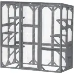 Large Wooden Catio Outdoor with 6 Jumping Platforms, Sunshine Panel Roof, for 1-3 Cats, 59" x 28" x 60", Gray - Image 11