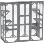 Large Wooden Catio Outdoor with 6 Jumping Platforms, Sunshine Panel Roof, for 1-3 Cats, 59" x 28" x 60", Gray