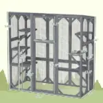 Large Wooden Catio Outdoor with 6 Jumping Platforms, Sunshine Panel Roof, for 1-3 Cats, 59" x 28" x 60", Gray - Image 3