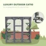 Large Wooden Catio Outdoor with 6 Jumping Platforms, Sunshine Panel Roof, for 1-3 Cats, 59" x 28" x 60", Gray - Image 4